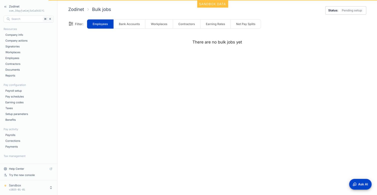 Bulk jobs với 6 bộ lọc