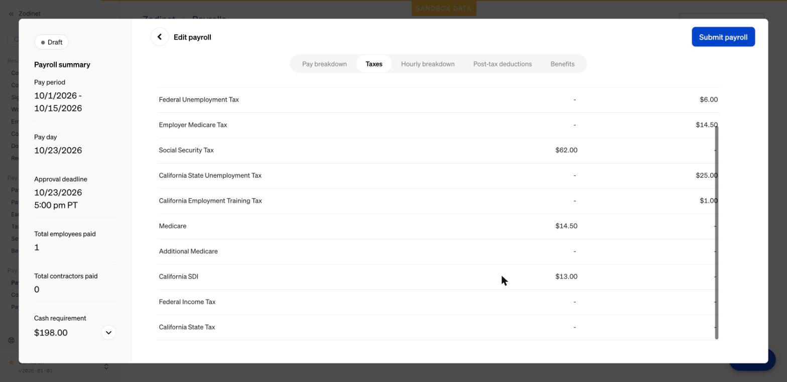Tab Taxes: Federal Income Tax = $0