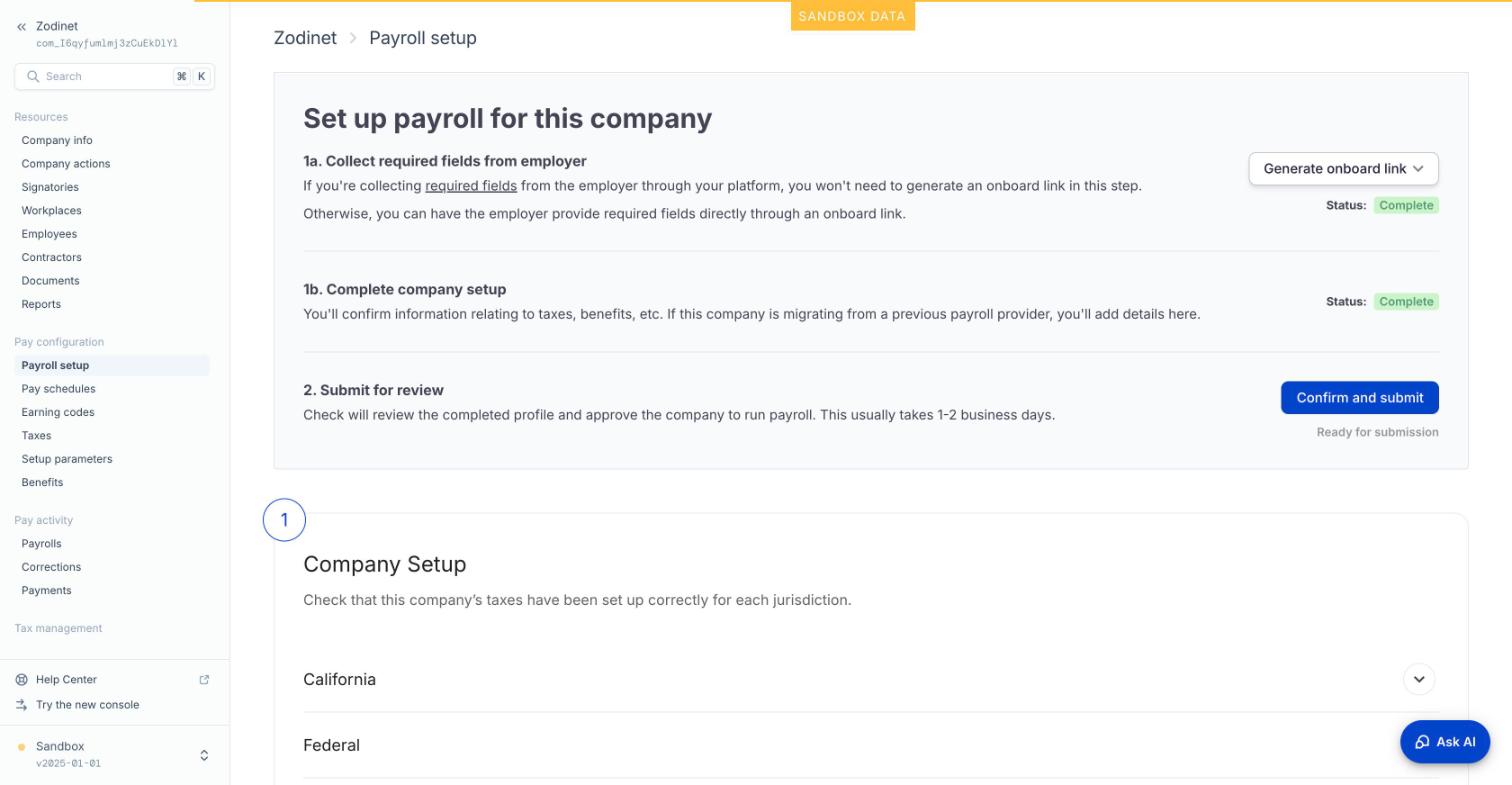 Trang Payroll setup
